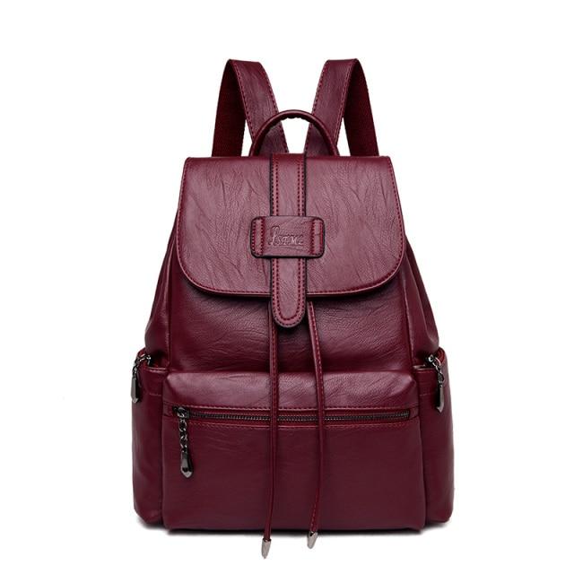 Top Flap Drawstring Backpack The Store Bags Wine red 