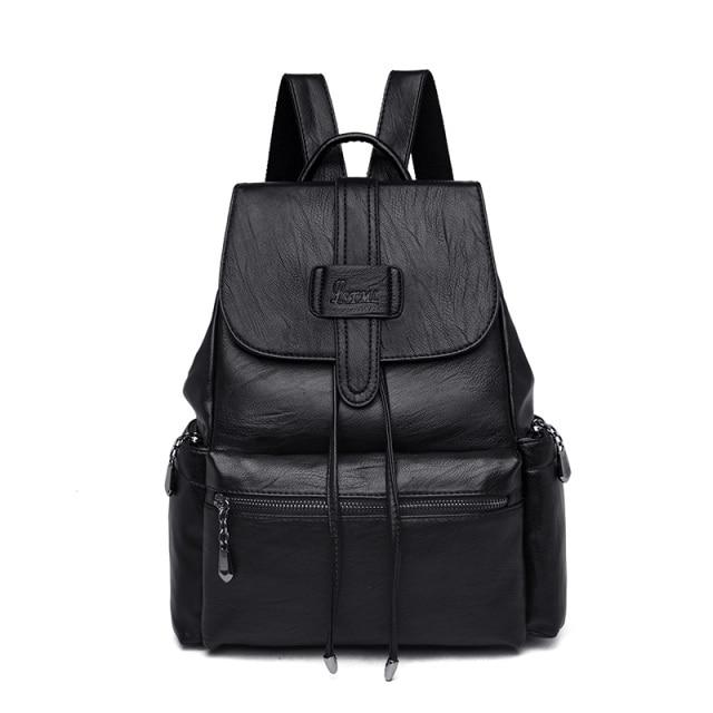 Top Flap Drawstring Backpack The Store Bags Black 