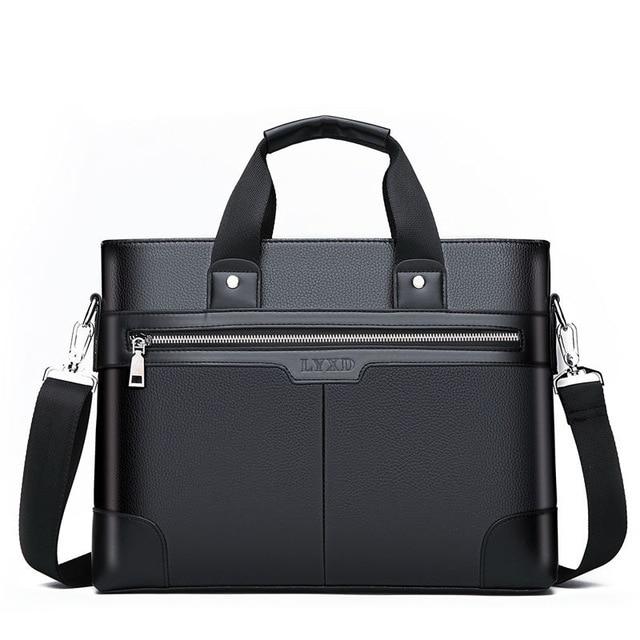 Leather Toploader Laptop Briefcase The Store Bags Black-L 