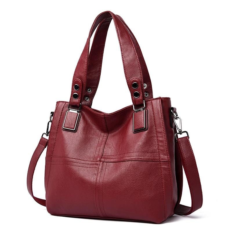 Red Leather handbag with shoulder strap