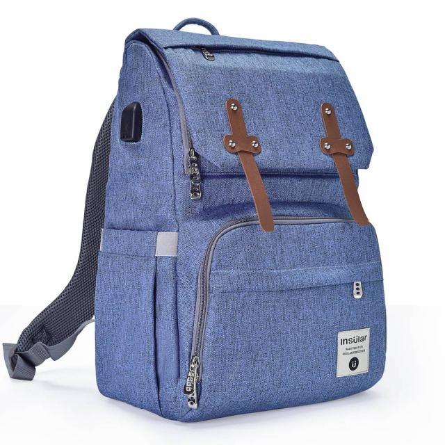 USB Charging Diaper Backpack The Store Bags Denim Blue 