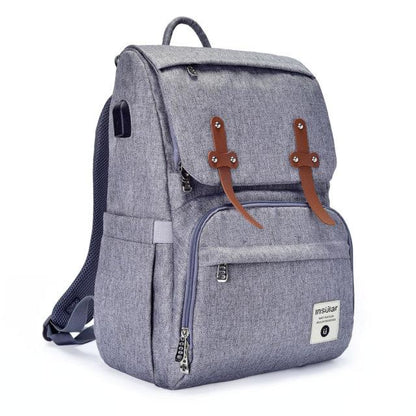 USB Charging Diaper Backpack The Store Bags Gray 