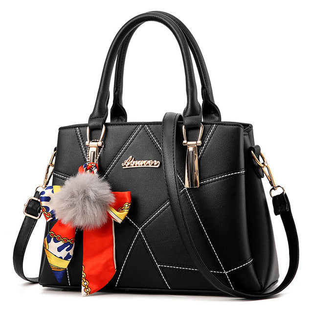 Leather Handbag With Pom Poms The Store Bags Black 