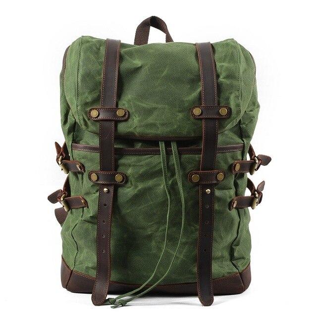 Men's Canvas Drawstring Backpack TSB The Store Bags Green 