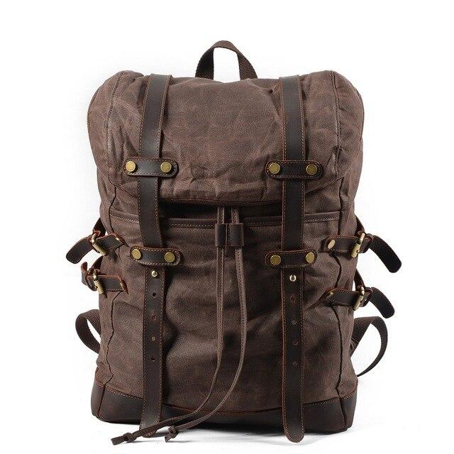 Men's Canvas Drawstring Backpack TSB The Store Bags Dark brown 